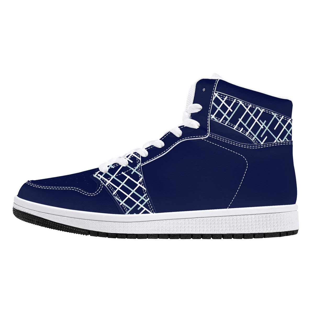 Navy with Abstract Design High-Performance Basketball Shoes