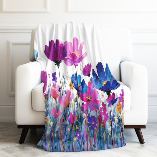 Wildflowers Spring Flower Garden Velveteen Plush Blanket 3 Sizes