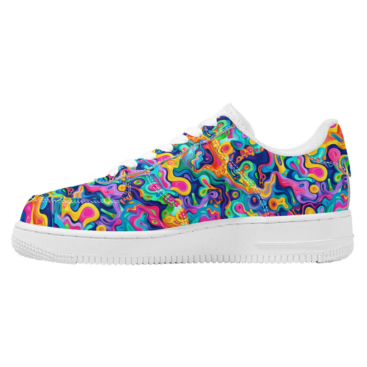 Colorful Psychedelic Waves Abstract 3D Design Unisex Air Force Sneakers