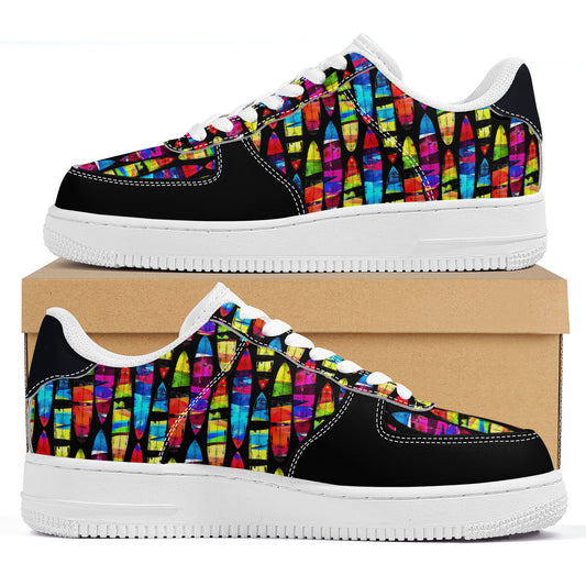 Prismatic Waves: Surfing on Rainbow Dreams Unisex Air Force Sneakers