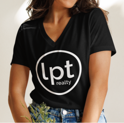 LPT Logo White Women’s Relaxed V-Neck T-Shirt