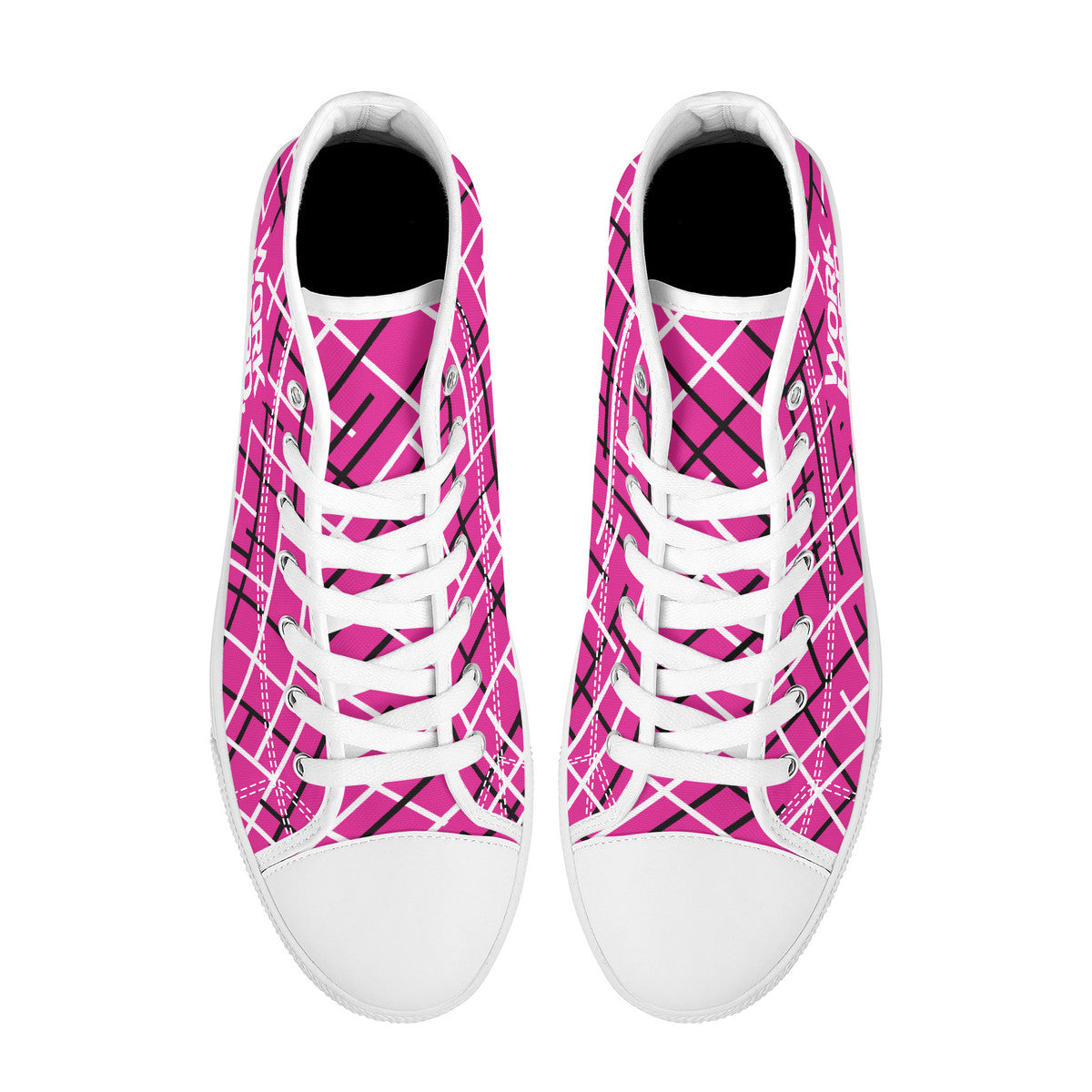 Work Hard Be Kind - Pink w/ Lines Converse Style High Tops