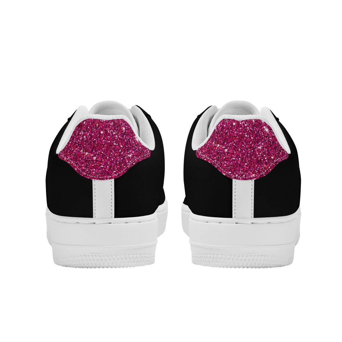 Black and Pink Sparkle Print Unisex Air Force Sneakers