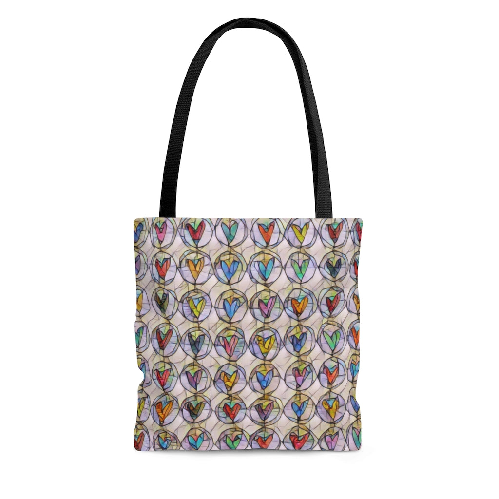 Colorful Abstract Hearts - Canvas Tote 3 Sizes