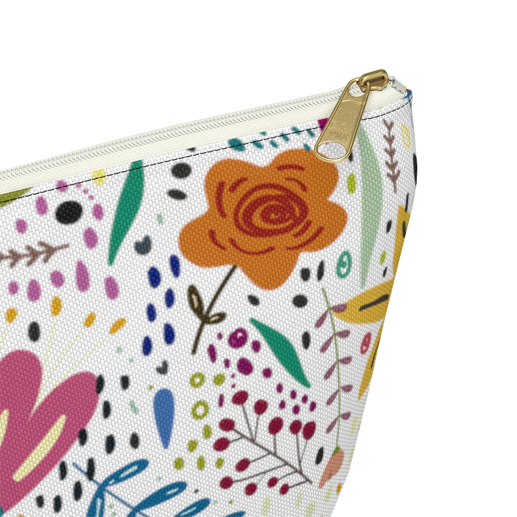 Springtime Splendor: Hand-Drawn Flowers Bursting with Vibrant Colors Design  - Makeup & Accessory Bag 2 Sizes