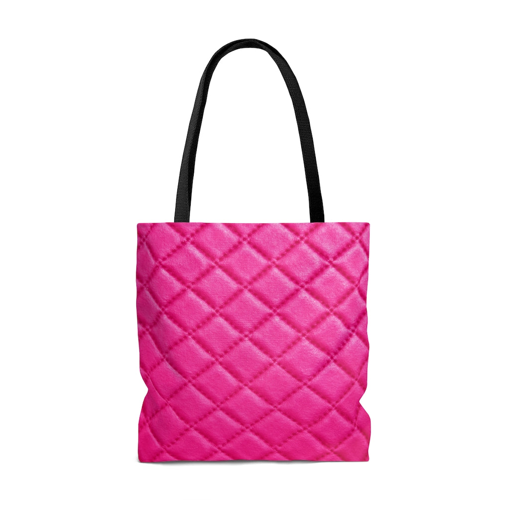 Pink Quilted Look Design  - Canvas Tote 3 Sizes