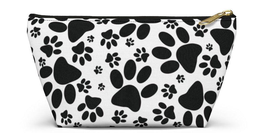 Stealthy Tracks: Black Animal Paw Prints - Makeup & Accessory Bag 2 Sizes