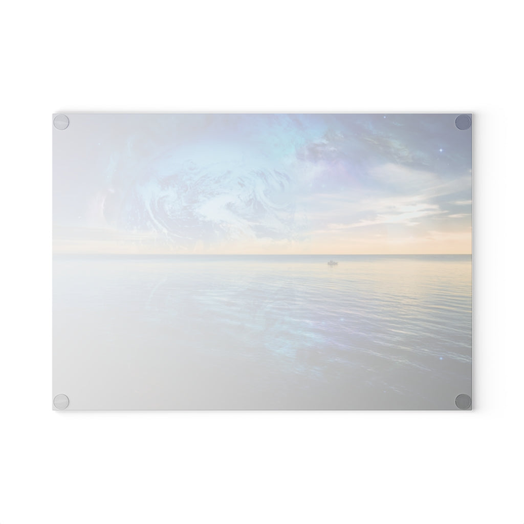 Fantasy Sunrise at the Ocean - Glass Cutting Board  8" x 11" and 11" x 15"