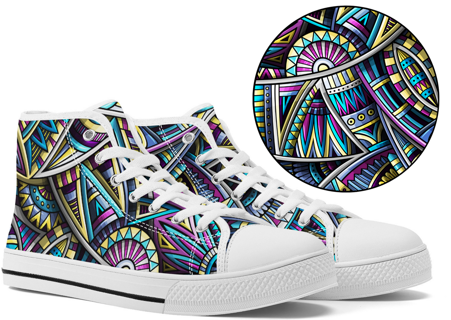 Tribal Colorful Abstract Converse Style High Tops