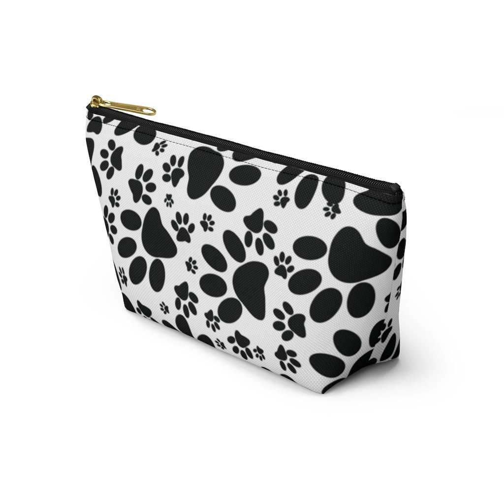 Stealthy Tracks: Black Animal Paw Prints - Makeup & Accessory Bag 2 Sizes