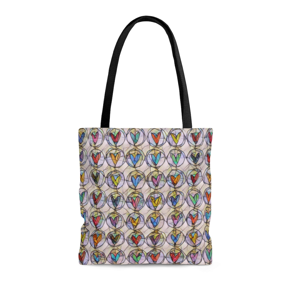 Colorful Abstract Hearts - Canvas Tote 3 Sizes