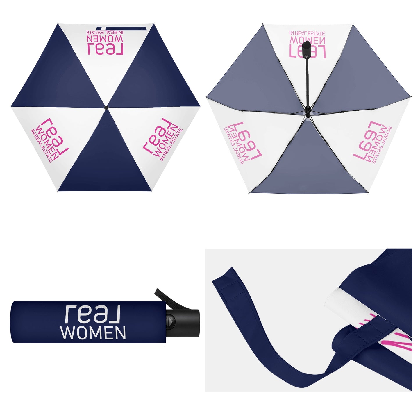 Umbrella Lightweight Auto Open & Close  - Real Women In Real Estate on Navy and White