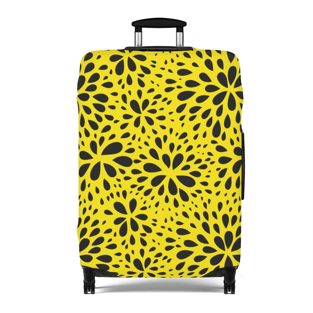 Floral Black & Yellow Floral Abstract  - Luggage Protector and Cover 3 Sizes