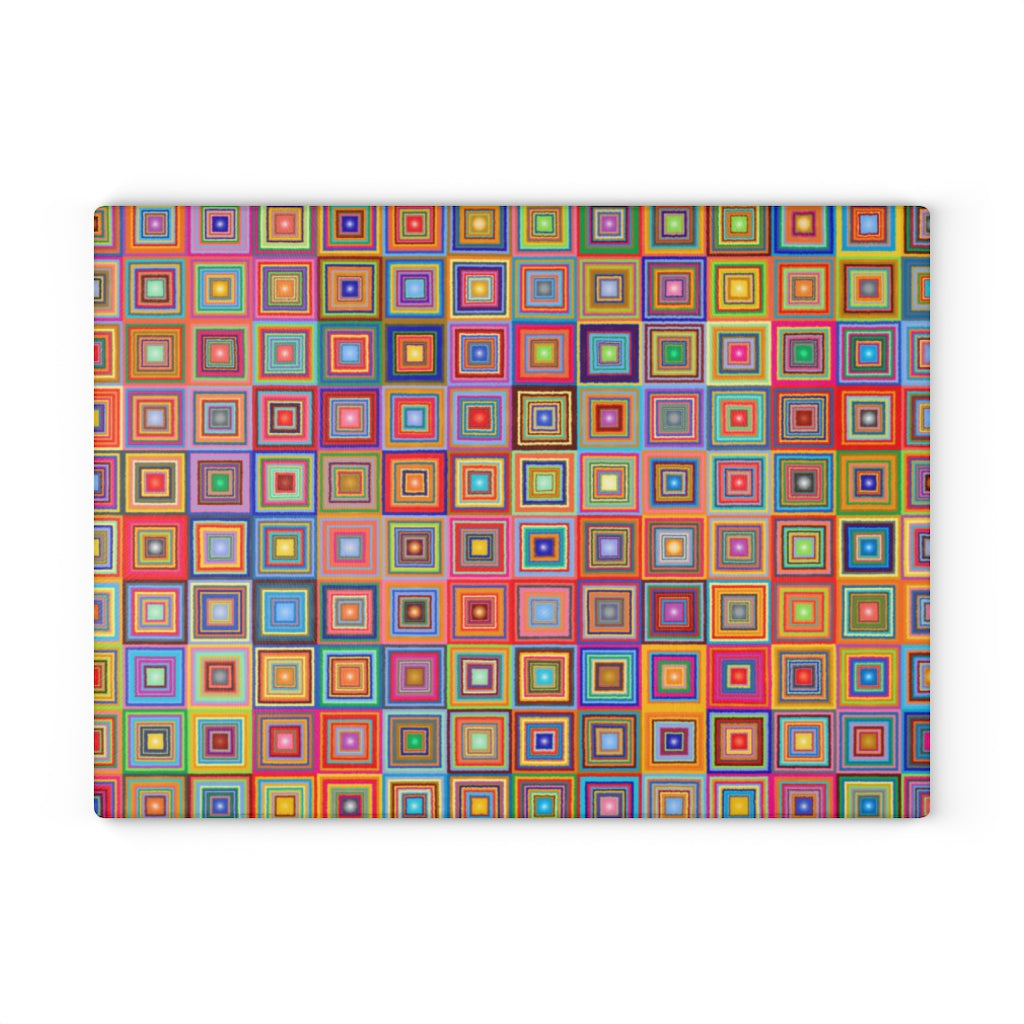 Rainbow Squares - Glass Cutting Board  8" x 11" and 11" x 15"