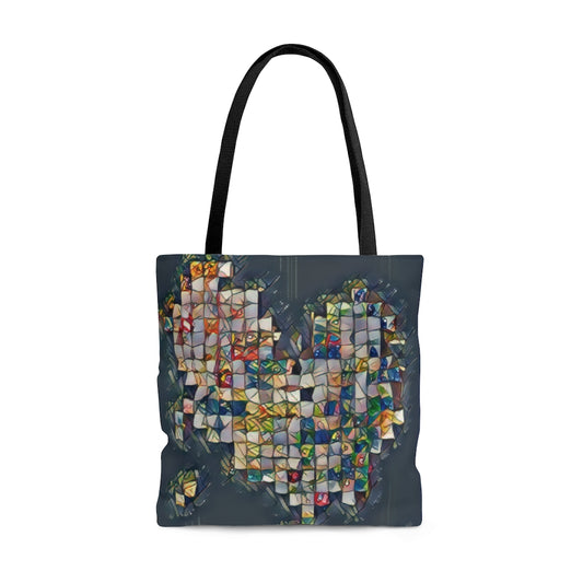 Rainbow Colorful Abstract Heart on Grey  - Canvas Tote 3 Sizes