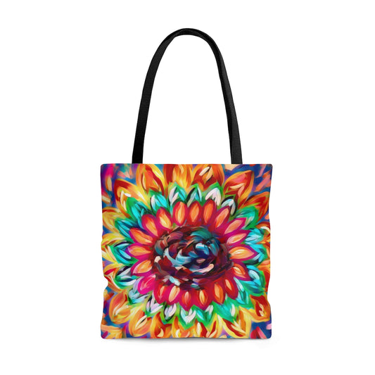 Rainbow Abstract Flower - Canvas Tote 3 Sizes