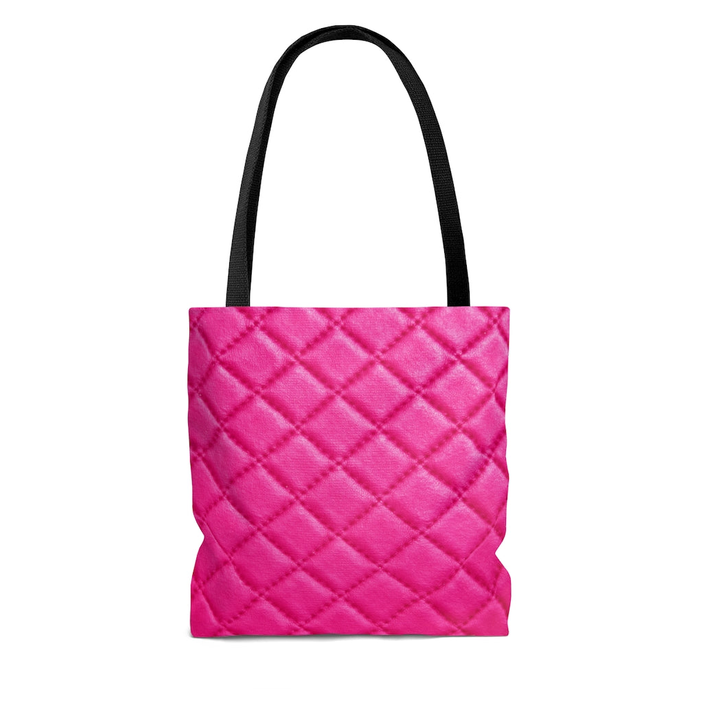 Pink Quilted Look Design  - Canvas Tote 3 Sizes