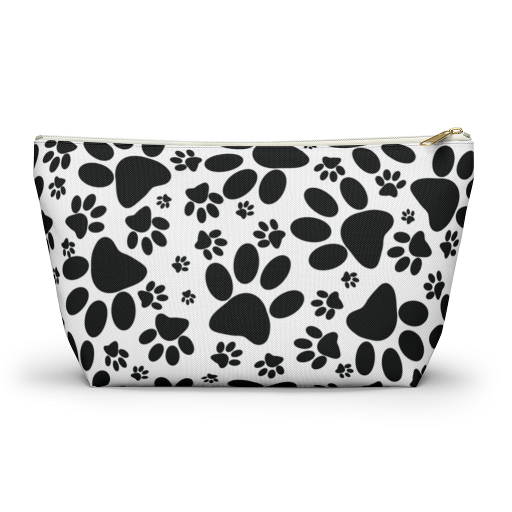 Stealthy Tracks: Black Animal Paw Prints - Makeup & Accessory Bag 2 Sizes