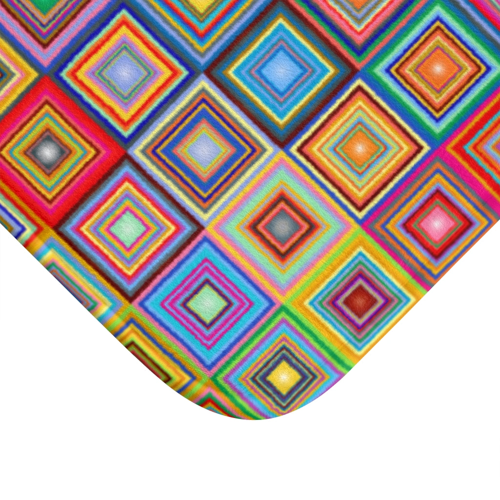 Rainbow Square Crazy Multicolored  - Bathroom Non-Slip Mat 2 Sizes