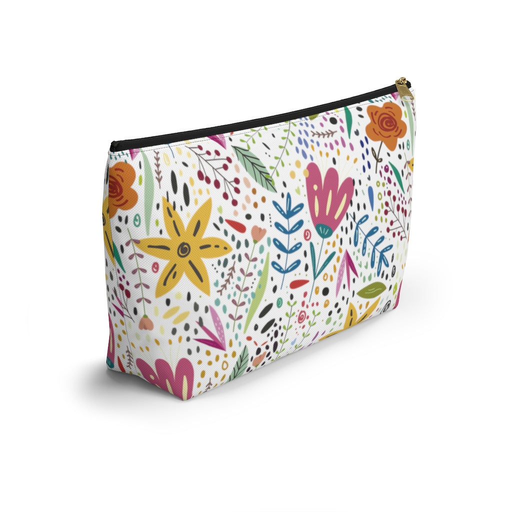 Springtime Splendor: Hand-Drawn Flowers Bursting with Vibrant Colors Design  - Makeup & Accessory Bag 2 Sizes