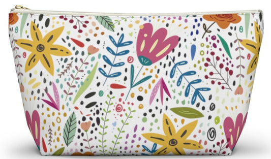 Springtime Splendor: Hand-Drawn Flowers Bursting with Vibrant Colors Design  - Makeup & Accessory Bag 2 Sizes