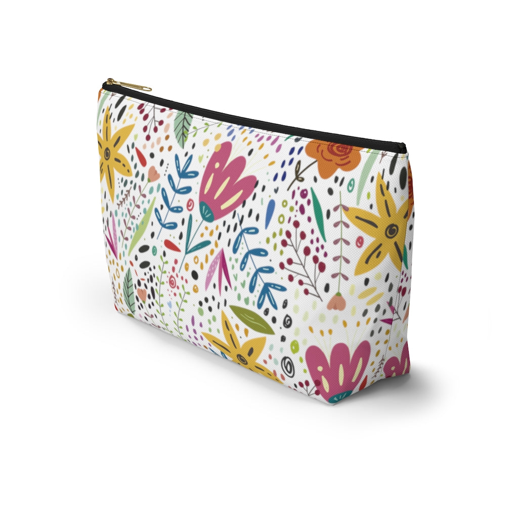 Springtime Splendor: Hand-Drawn Flowers Bursting with Vibrant Colors Design  - Makeup & Accessory Bag 2 Sizes