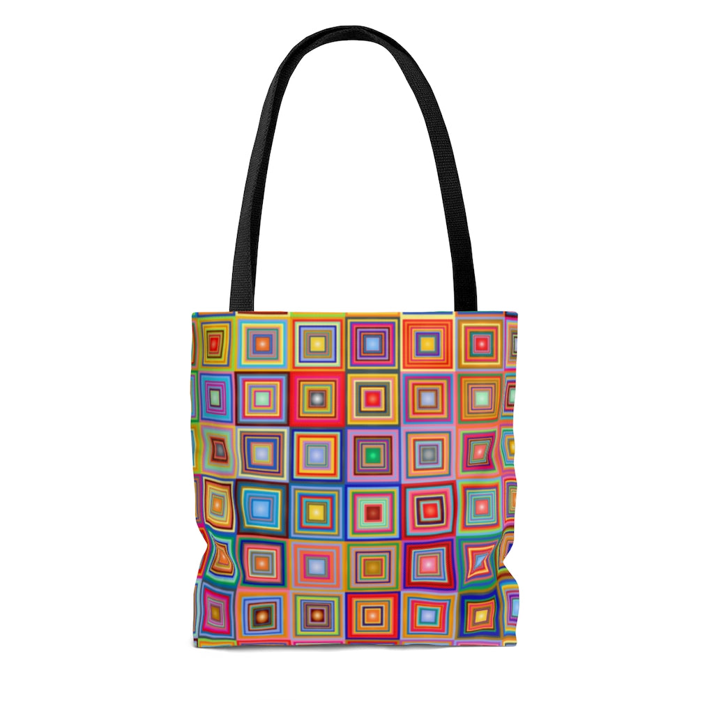 Rainbow Multicolored Squares - Canvas Tote 3 Sizes