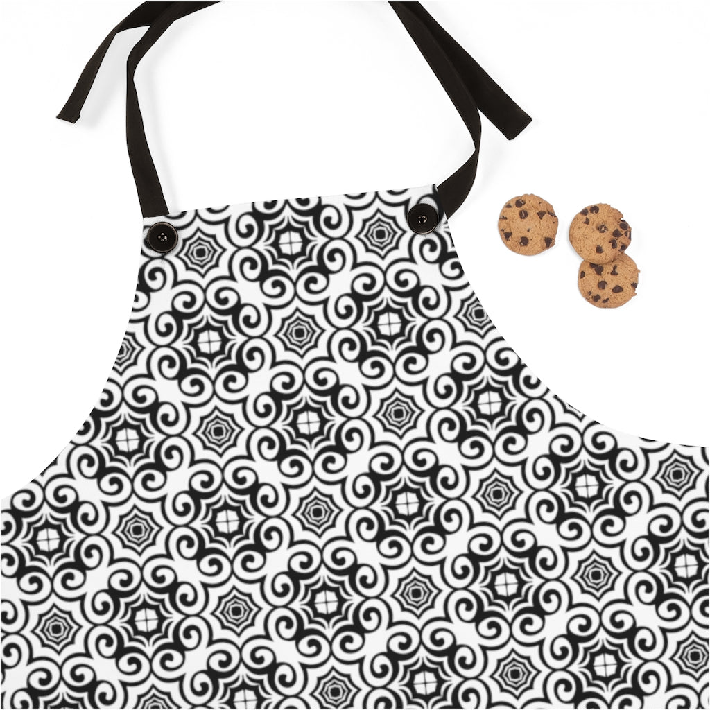 Black & White Floral Scroll - Kitchen Chef Apron