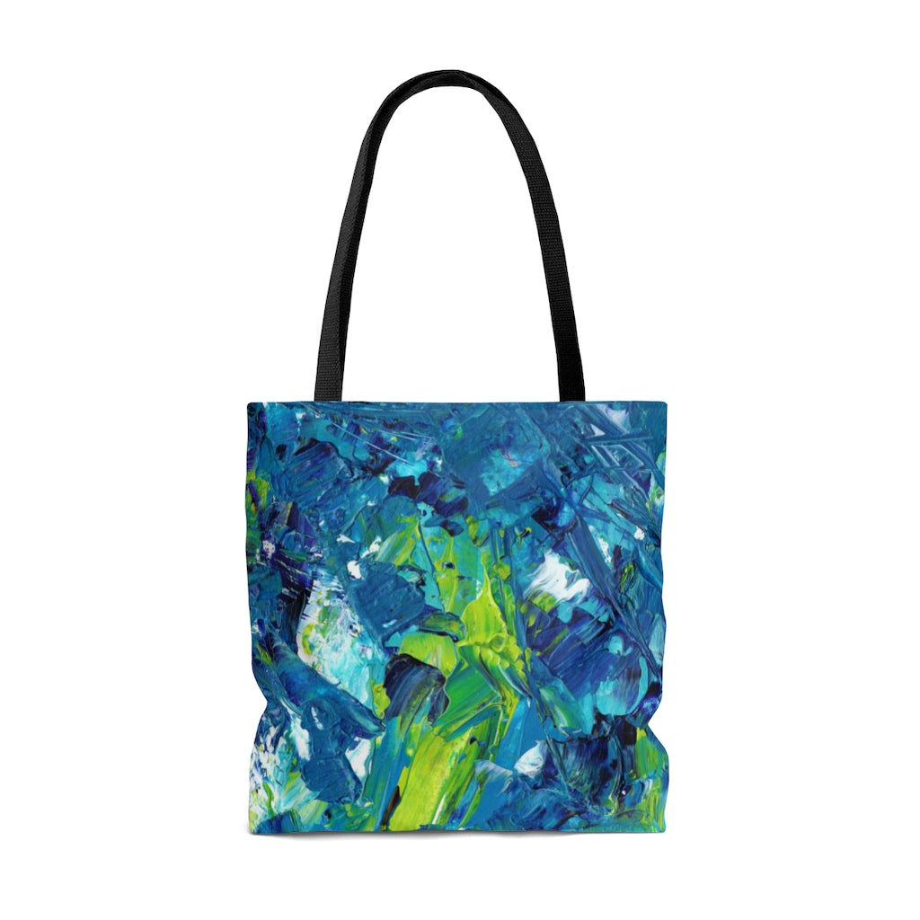 Oceanic Harmony: Abstract Blue and Green  - Canvas Tote 3 Sizes