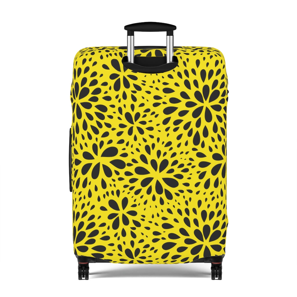 Floral Black & Yellow Floral Abstract  - Luggage Protector and Cover 3 Sizes