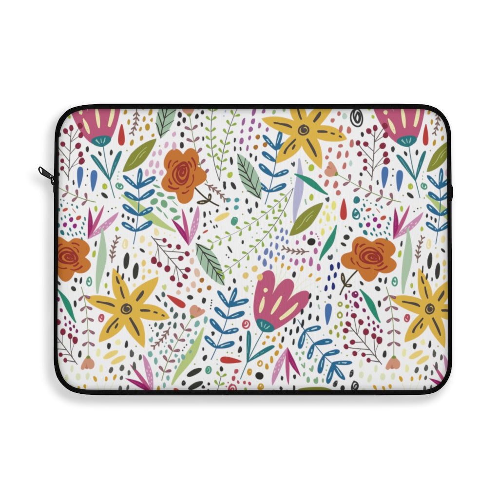 Springtime Splendor: Hand-Drawn Flowers Bursting with Vibrant Colors Design - Laptop or Ipad Protective Sleeve 3 Sizes