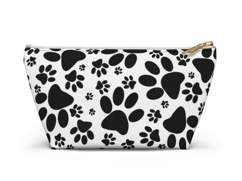 Stealthy Tracks: Black Animal Paw Prints - Makeup & Accessory Bag 2 Sizes