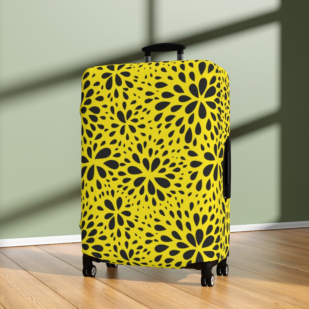 Floral Black & Yellow Floral Abstract  - Luggage Protector and Cover 3 Sizes