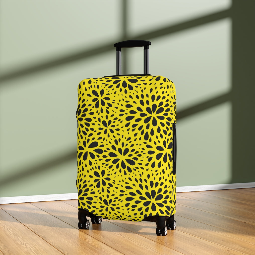 Floral Black & Yellow Floral Abstract  - Luggage Protector and Cover 3 Sizes