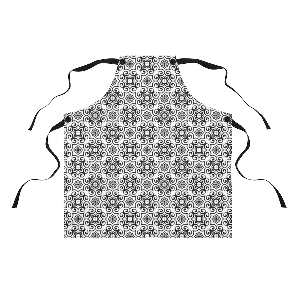 Black & White Floral Scroll - Kitchen Chef Apron