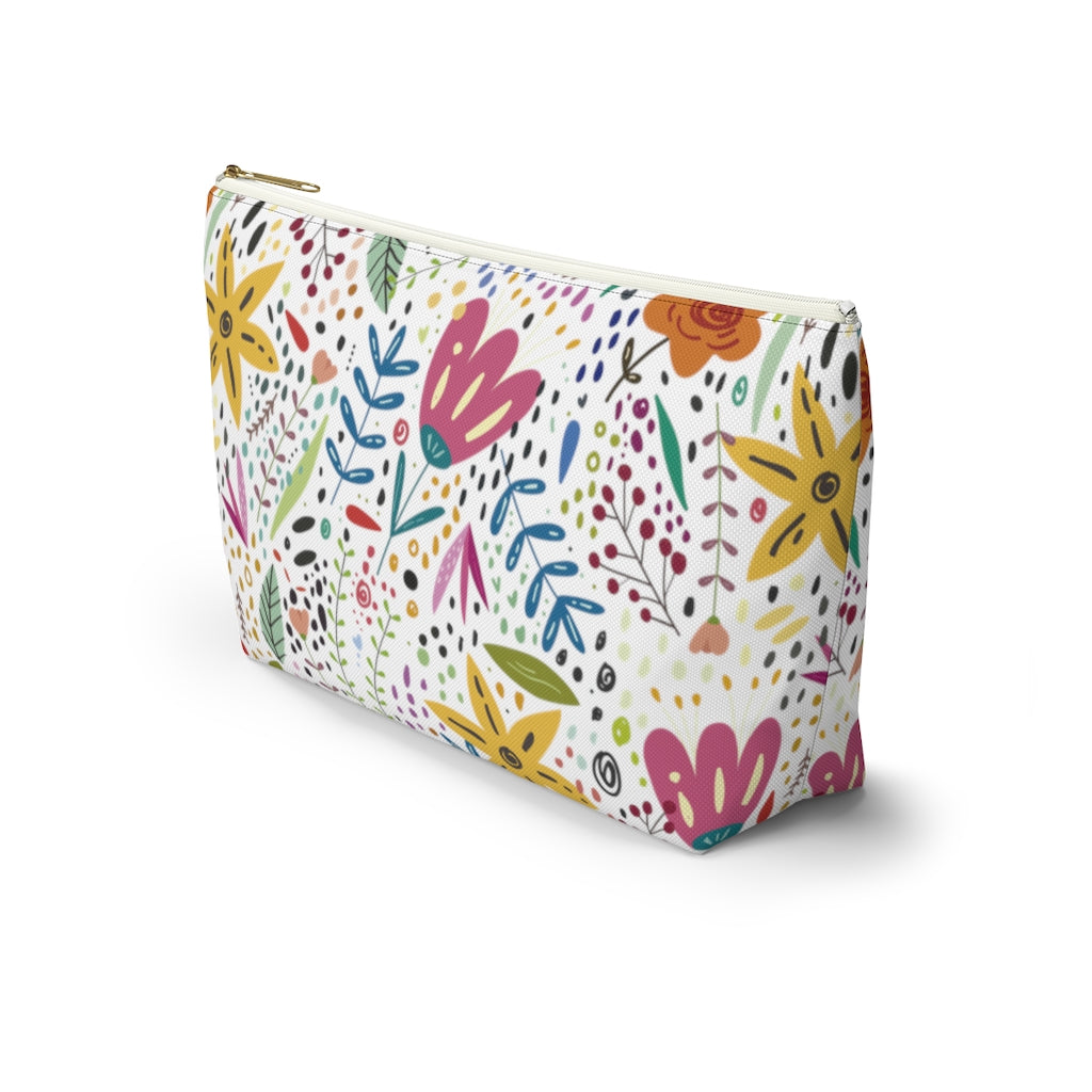 Springtime Splendor: Hand-Drawn Flowers Bursting with Vibrant Colors Design  - Makeup & Accessory Bag 2 Sizes