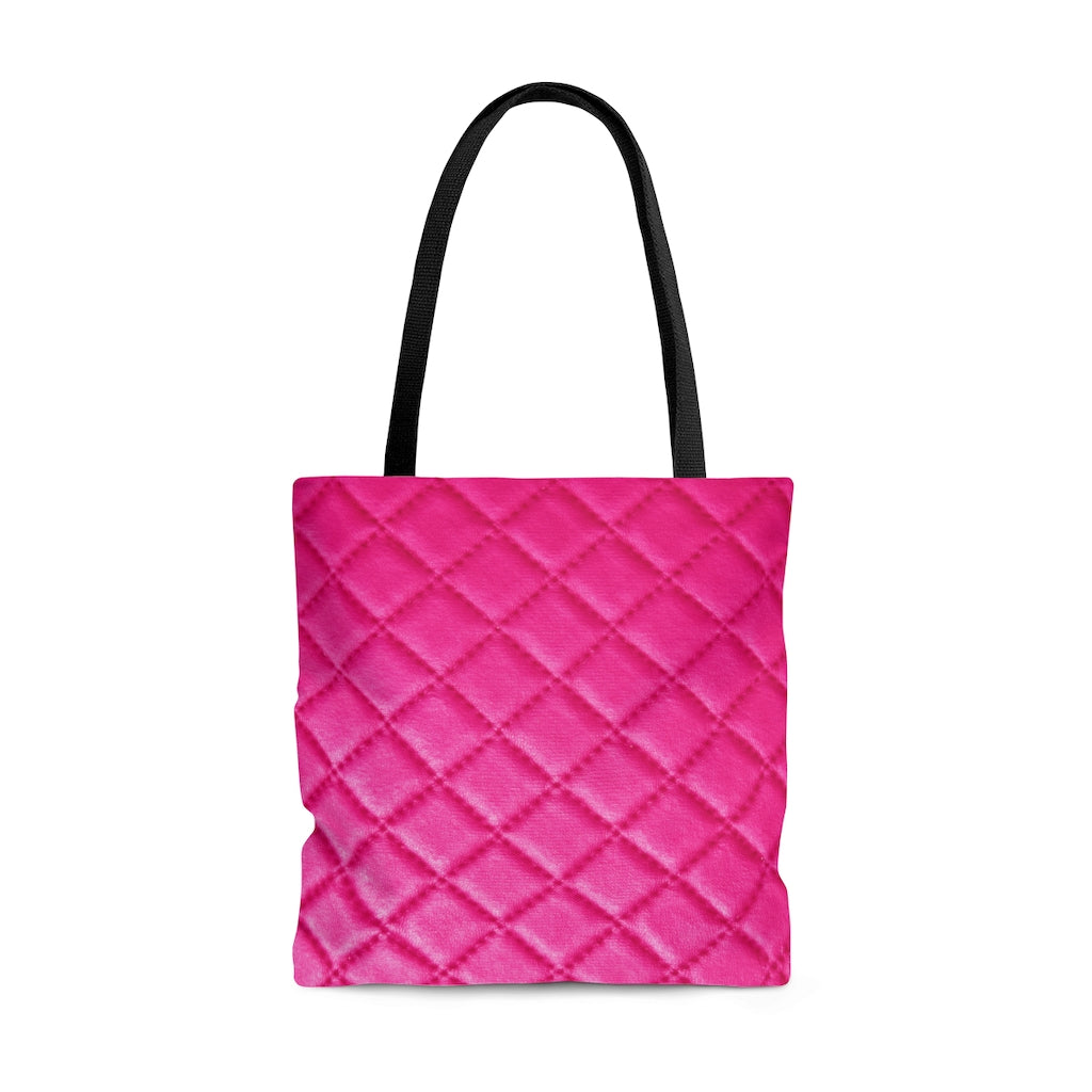 Pink Quilted Look Design  - Canvas Tote 3 Sizes