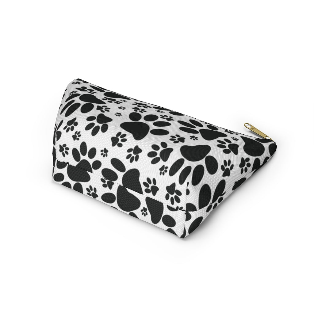 Stealthy Tracks: Black Animal Paw Prints - Makeup & Accessory Bag 2 Sizes