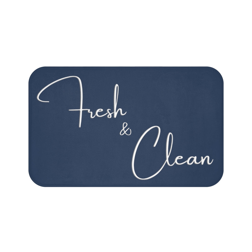 Fresh & Clean White on Blue Background Inspirational Affirmations  - Bathroom Non-Slip Mat 2 Sizes