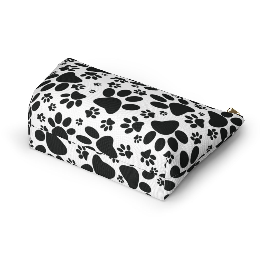 Stealthy Tracks: Black Animal Paw Prints - Makeup & Accessory Bag 2 Sizes