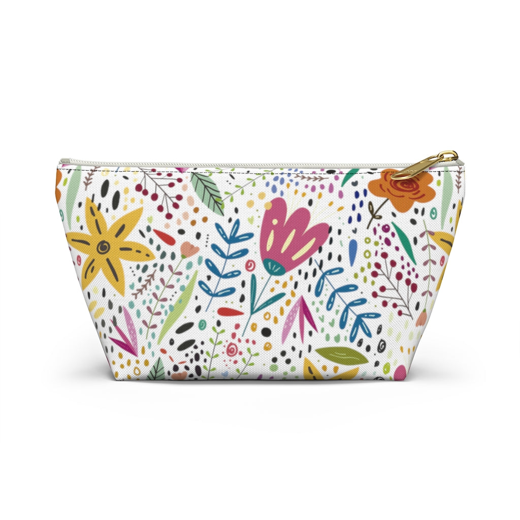 Springtime Splendor: Hand-Drawn Flowers Bursting with Vibrant Colors Design  - Makeup & Accessory Bag 2 Sizes