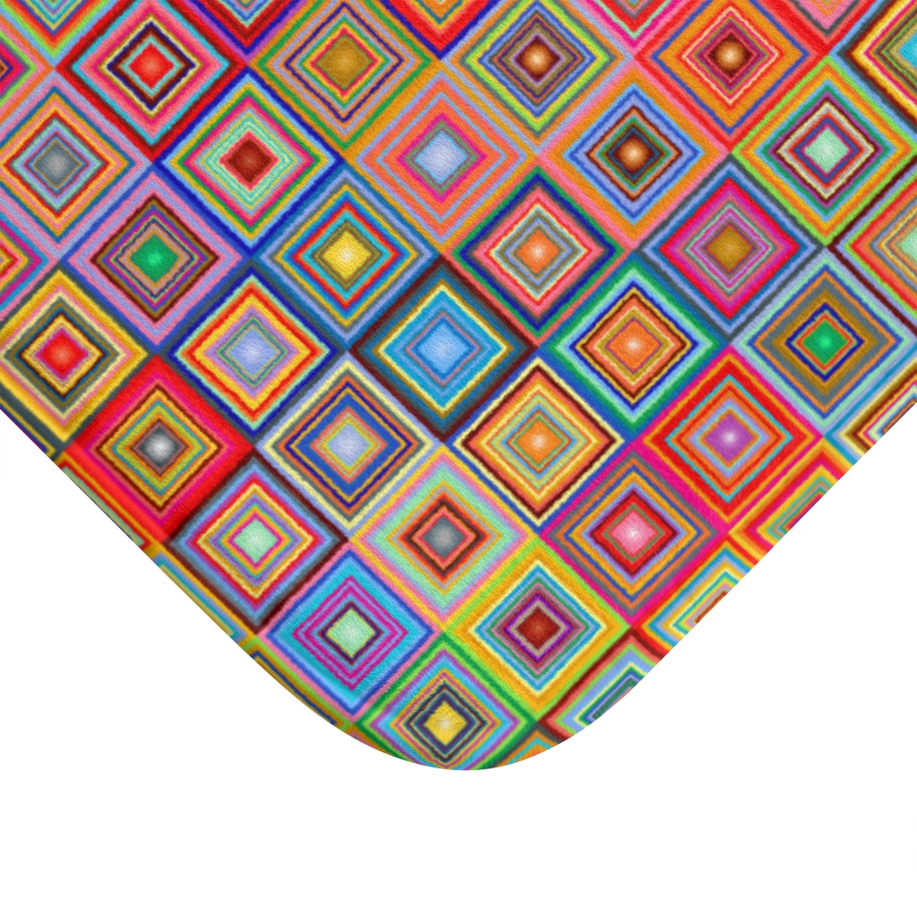 Rainbow Square Crazy Multicolored  - Bathroom Non-Slip Mat 2 Sizes