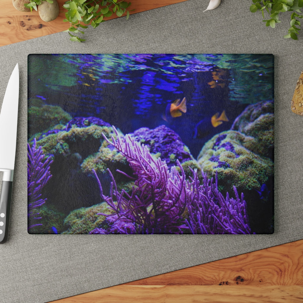 Purple Under the Sea Majestic Beauty - Glass Cutting Board  8" x 11" and 11" x 15"