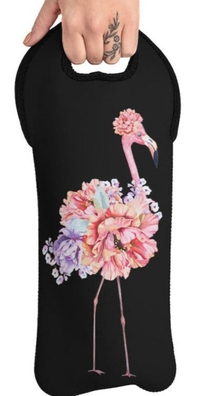 Floral Flamingo Wine Tote Bag Reusable Eco Friendly