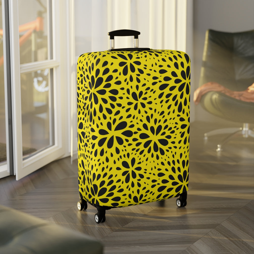 Floral Black & Yellow Floral Abstract  - Luggage Protector and Cover 3 Sizes