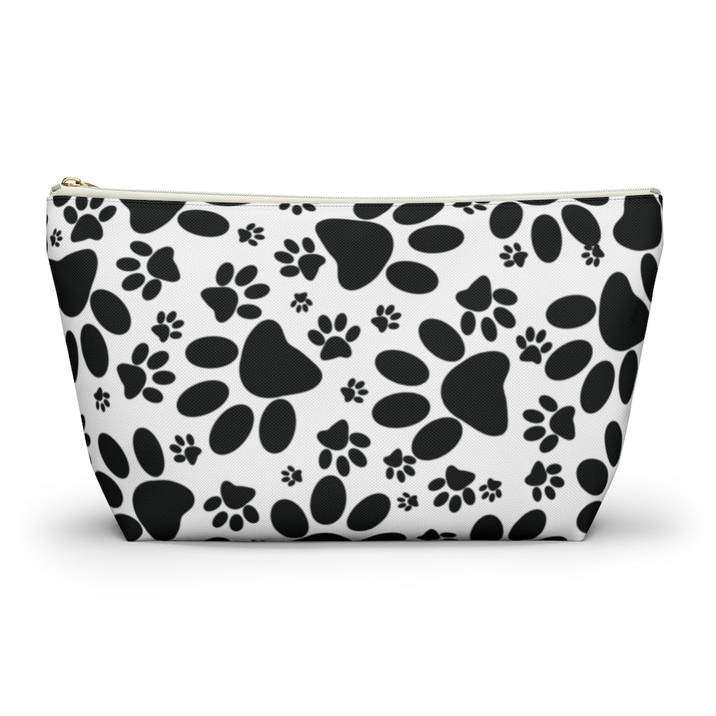 Stealthy Tracks: Black Animal Paw Prints - Makeup & Accessory Bag 2 Sizes