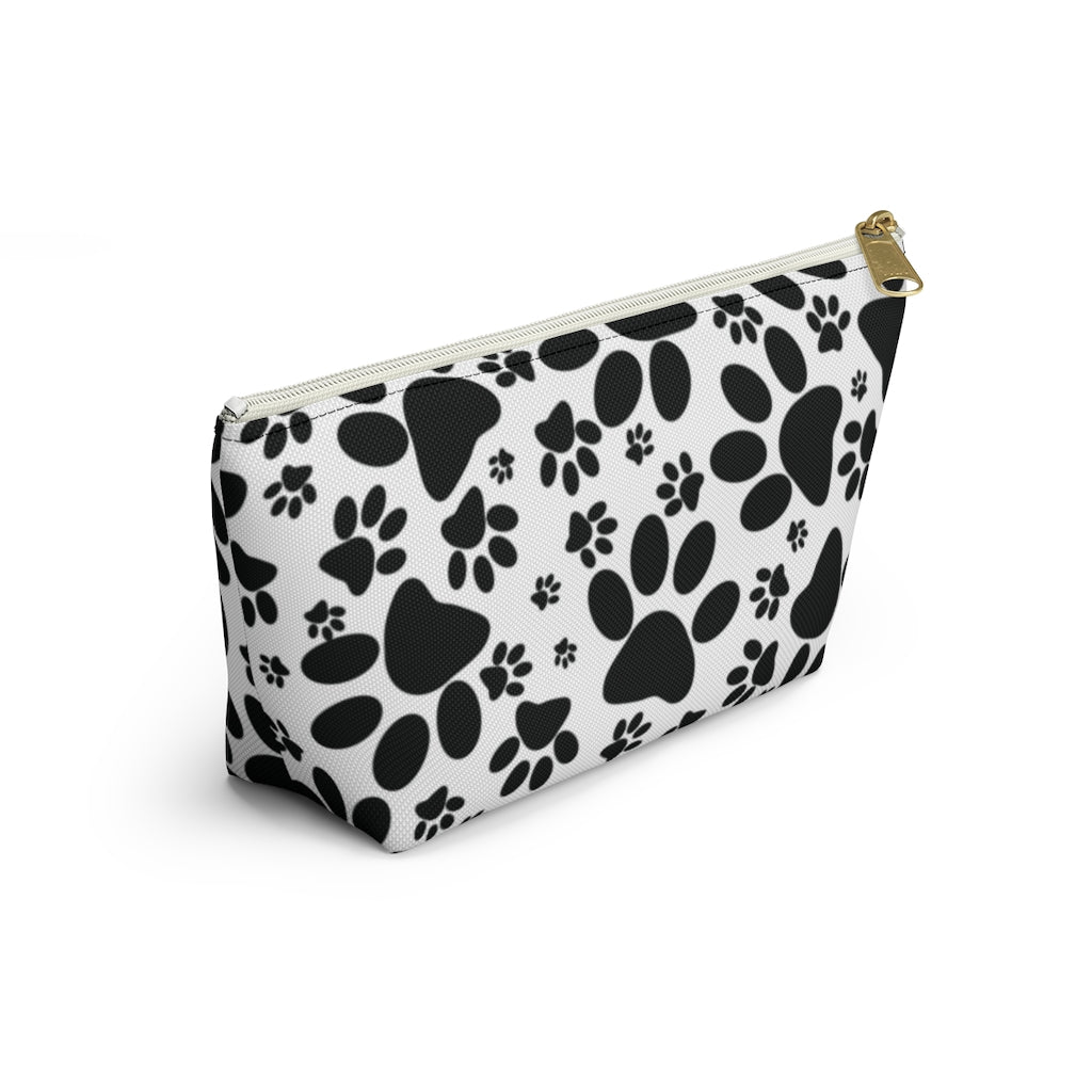 Stealthy Tracks: Black Animal Paw Prints - Makeup & Accessory Bag 2 Sizes