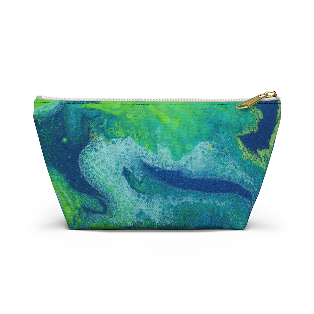 Oceanic Whirl: Blue and Green Abstract Swirls  - Makeup & Accessory Bag 2 Sizes