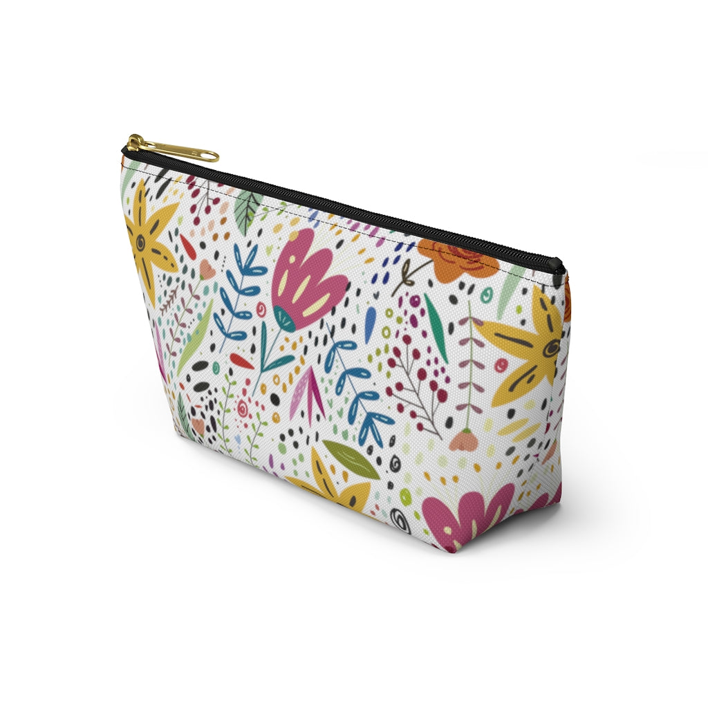 Springtime Splendor: Hand-Drawn Flowers Bursting with Vibrant Colors Design  - Makeup & Accessory Bag 2 Sizes