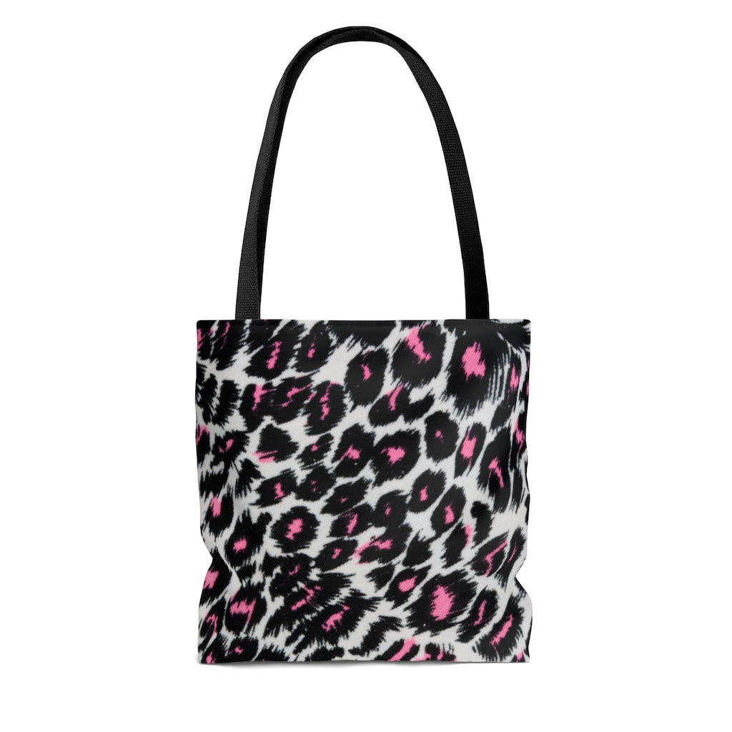 Fierce Femininity Pink and Black Leopard Print - Canvas Tote 3 Sizes